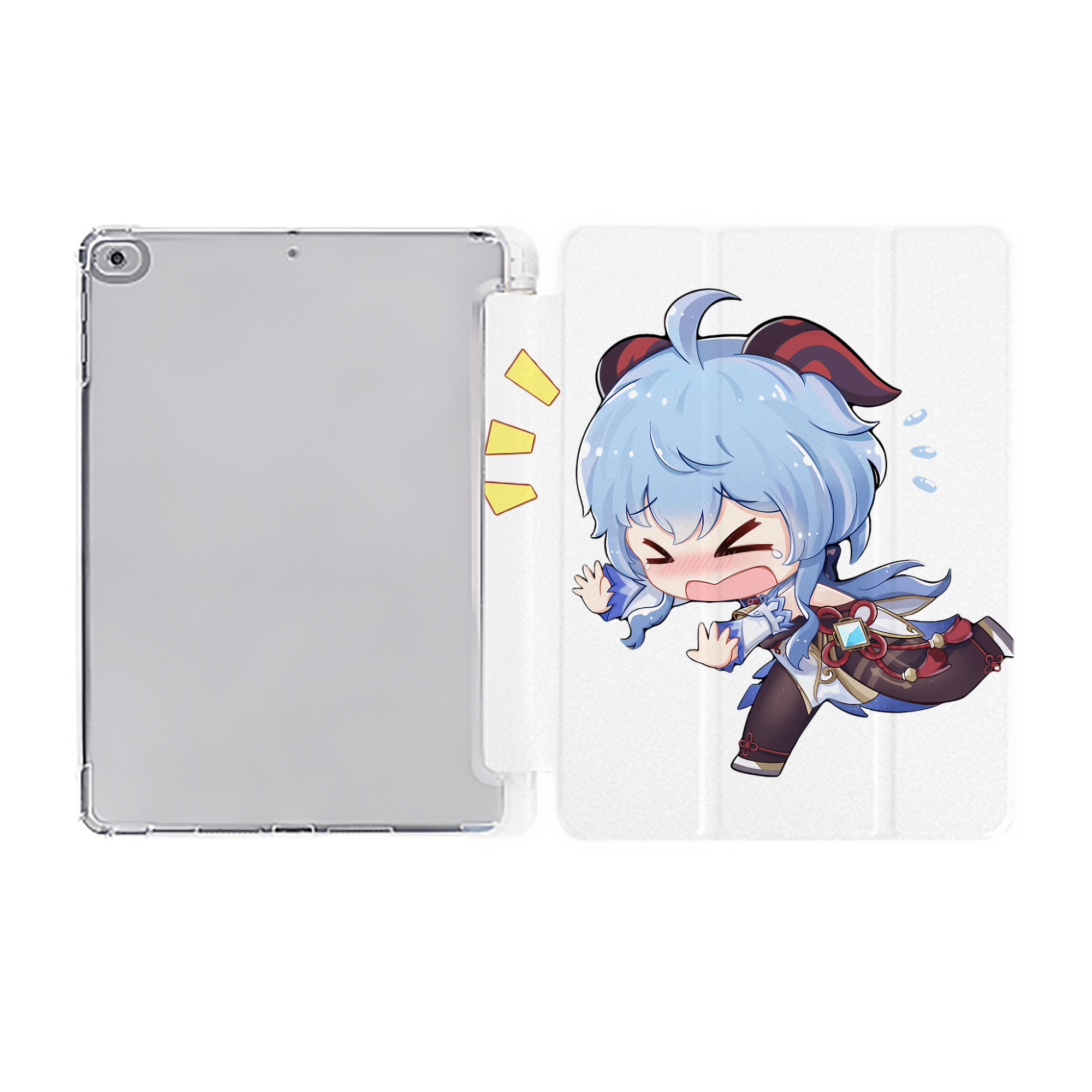 げんし神 甘雨 かんう genshin Ganyu IPad ケース ペン収納付き 三つ折りスタンド PUレザー×シリコン 対応機種9.5/10.5/10.9インチ